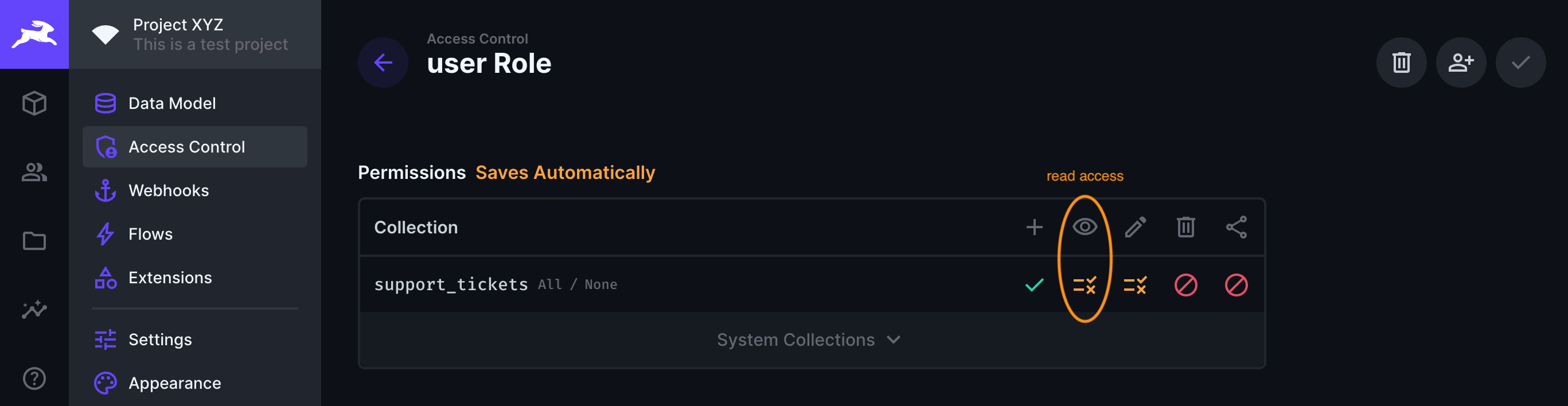 Ticket collection roles and permissions reference